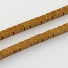 Szintetikus hematit, nem mágneses - gyöngy, arany, 2x2 mm