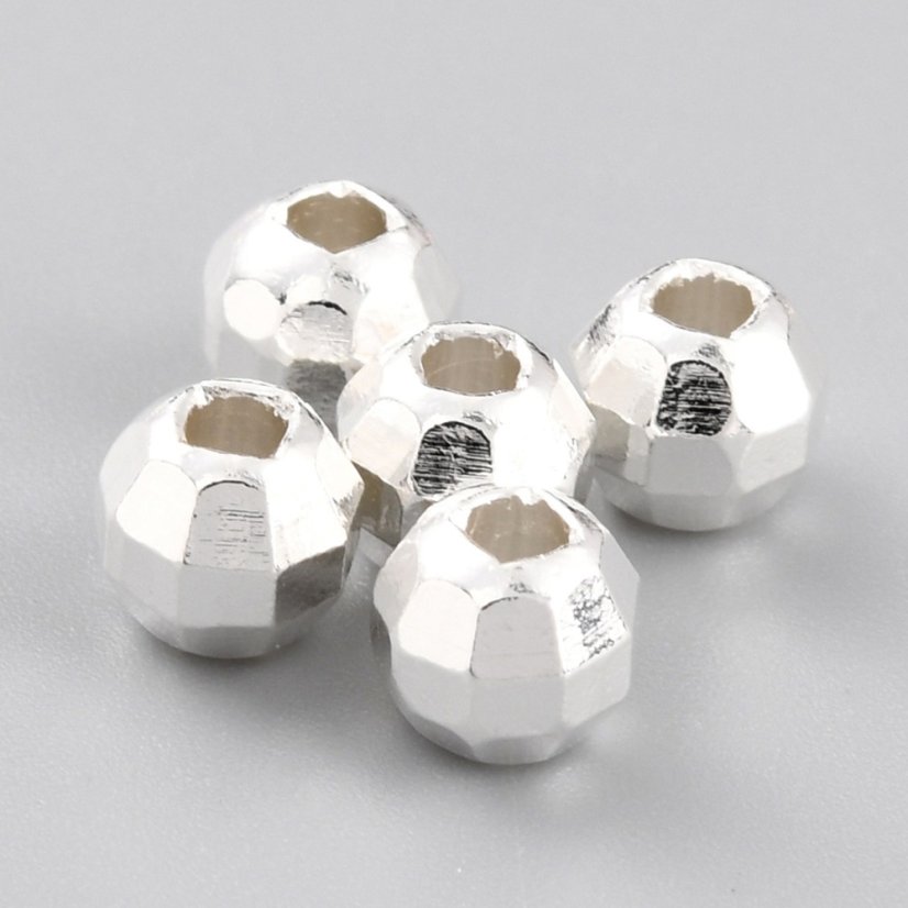 Mosazný oddělovač, kulička, stříbrná, 4,5x4 mm