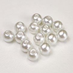 Gyöngyhatású üveggyöngyök - 6mm, fehér