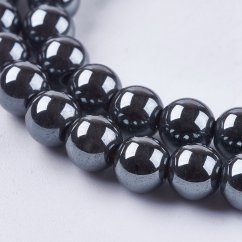 Szintetikus hematit - gyöngyök, bevonattal, A osztály, fekete, 6 mm