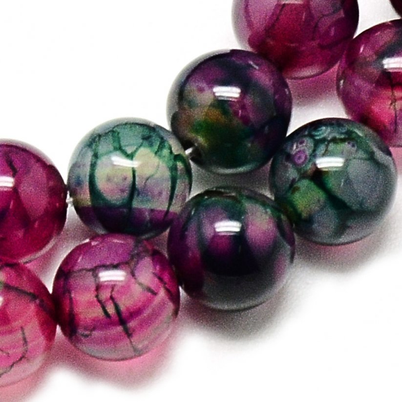 Természetes achát - gyöngyök, repedt, lilás-piros, 8 mm