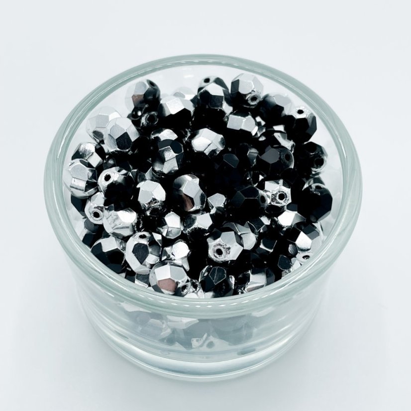 Brúsené ohňovky  jet-silver, 6 mm