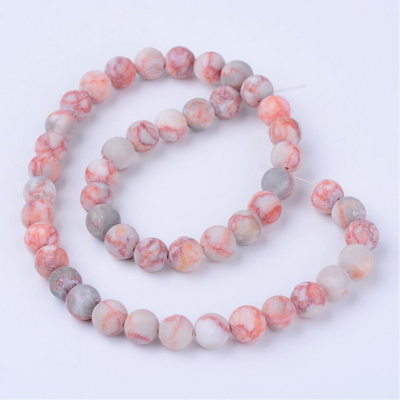 Natürlicher Jaspis - Perlen, matt, grau-orange, 8 mm