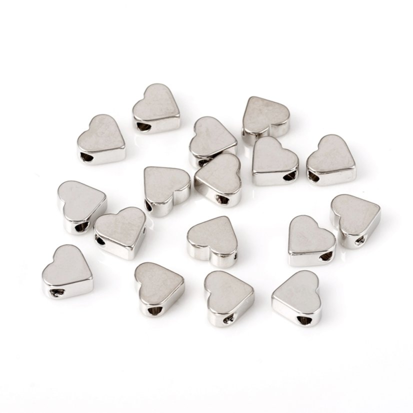 Sárgaréz szívalakú elválasztó - platina 6.5x6.5x3mm
