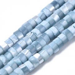 Heishi korálky s perletí, 4x2 mm, světle modré