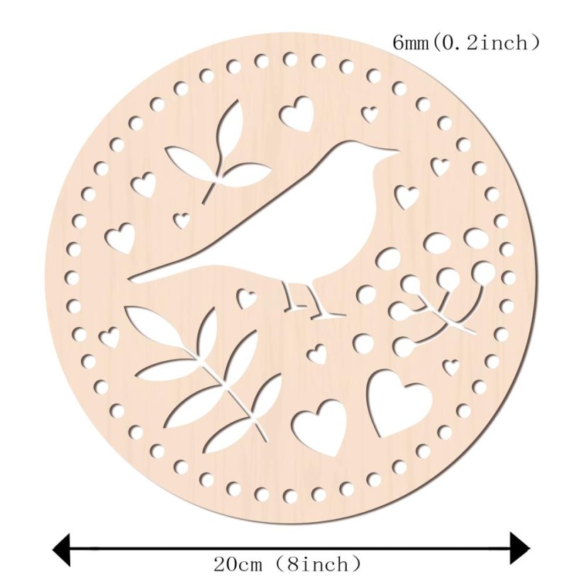 Drevené dno na košík, vtáčik, 200x6 mm