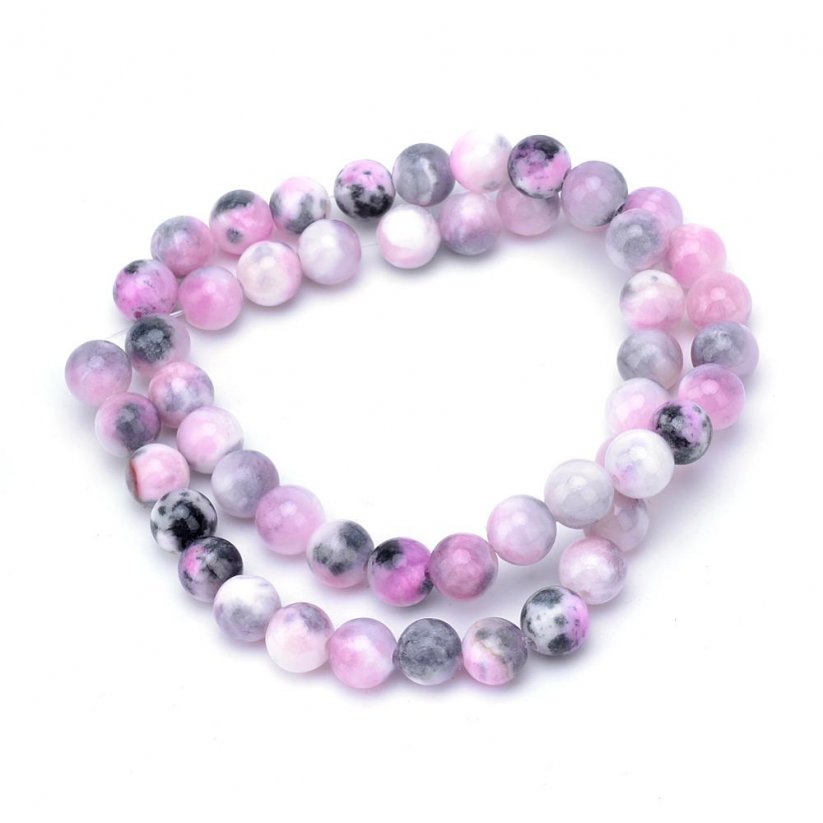 Natürliche weiße Jade - Perlen, violett-weiß, 6 mm