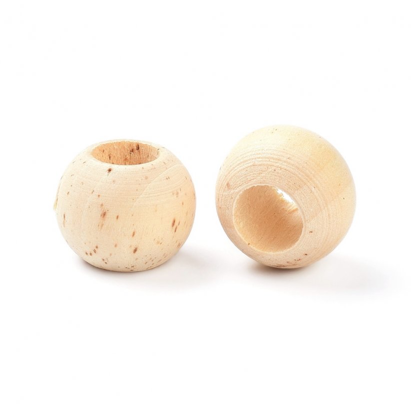 Dřevěné korálky s velkým průvlekem, 19x15,5 mm, přírodní