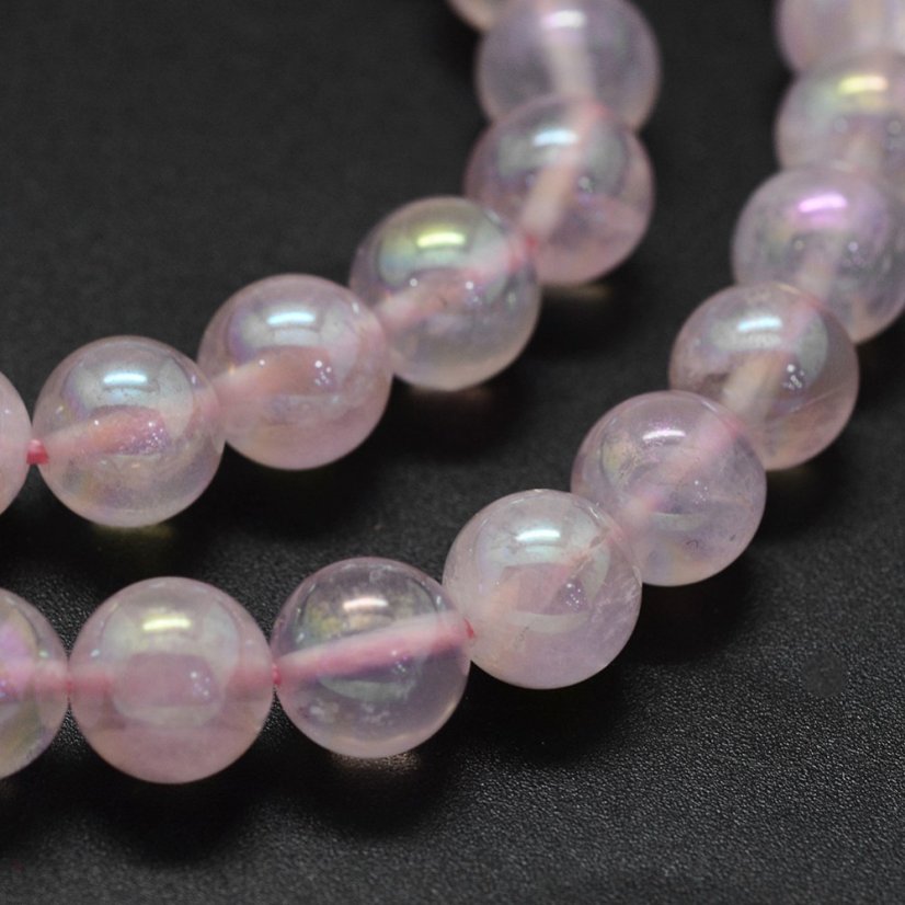 Pokovený přírodní růženín - korálky, růžové 8 mm