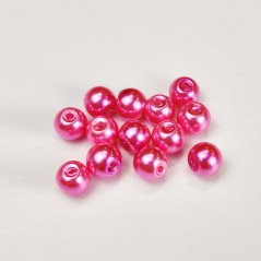 Sklenené korálky s perleťovým efektom - 6mm tmavo-ružové