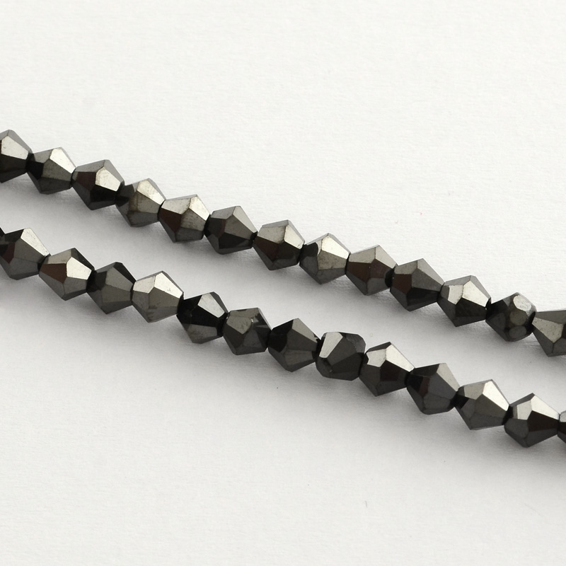 Brúsené sklenené korálky, pokovované, šedé, 4 mm