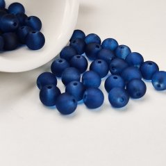 Sklenené korálky matné - 6 mm tmavo-modré