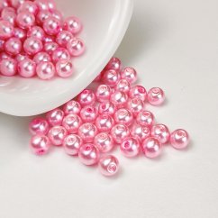 Sklenené korálky s perleťovým efektom - 6mm svetlo-ružové