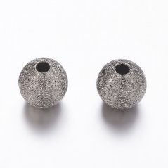 Texturált sárgaréz gyöngy - gunmetal, 6 mm