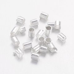 Zamačkávací rokajl z mosazi, trubička, 2x2x0,15 mm, stříbrný