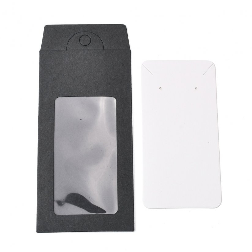 Papírkártya ékszerbemutatóhoz, ablakos csomagolással, fekete, 15,4x6,7 cm