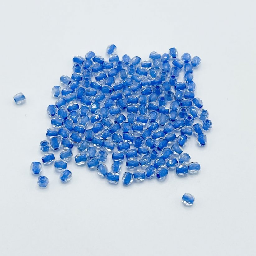 Brúsené korálky crystal blue lined, 3 mm