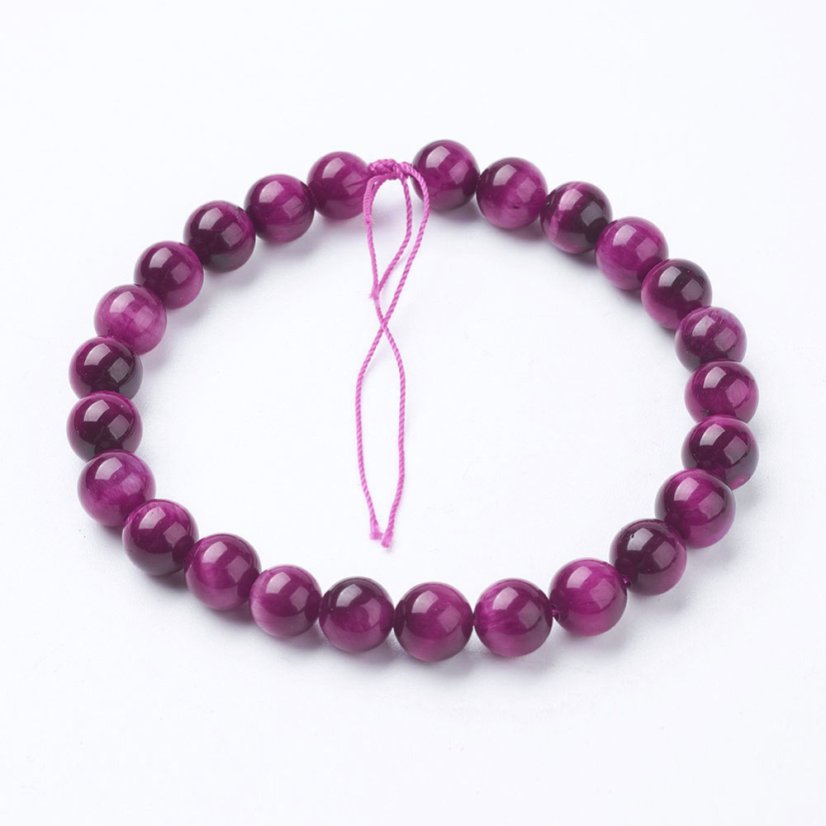 Prírodné tigrie oko - korálky purpurové 8 mm