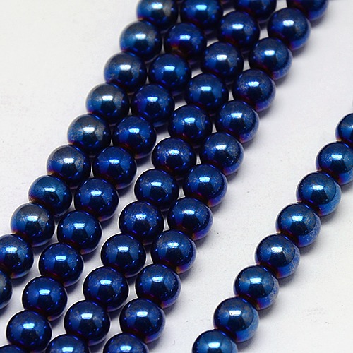 Synthetischer Hämatit - Perlen, metallisiert, Klasse A, blau, 8 mm