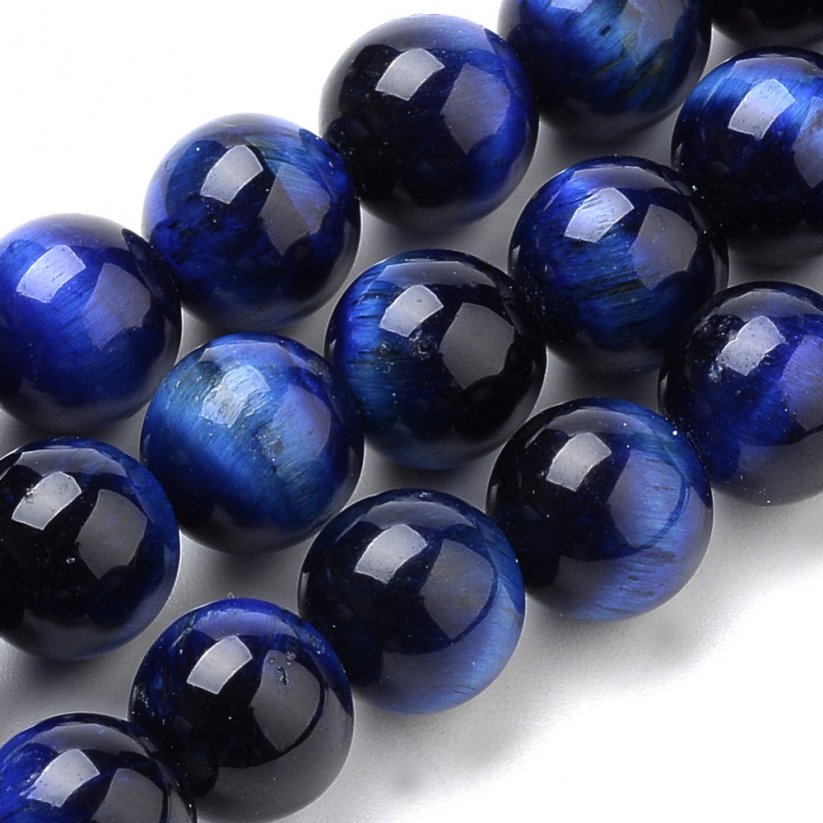 Natürliches Tigerauge - Perlen, blau-schwarz, 8 mm