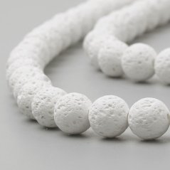 Természetes láva - gyöngyök, fehér, 8 mm