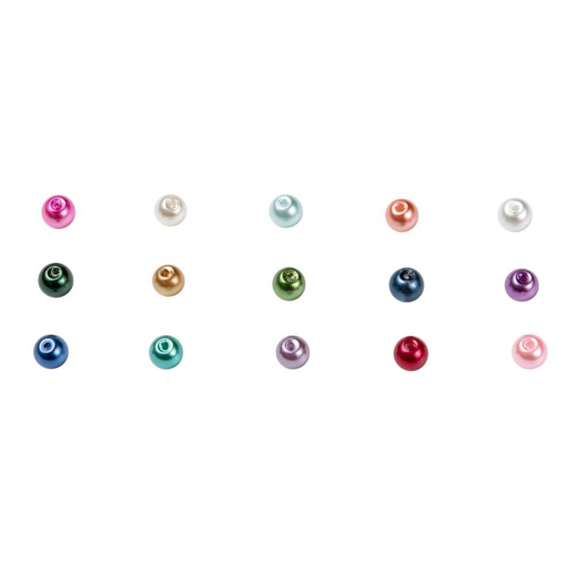 Perleťové skleněné korálky - 15 barev, set 6 mm