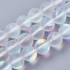 Synthetischer Mondstein - Perlen, farblos, 8 mm
