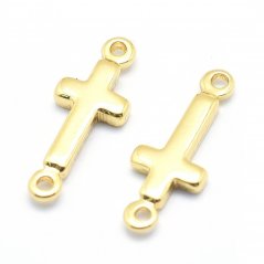 Zwischenteil aus Messing Kreuz, golden, 13,5x5x1,5 mm