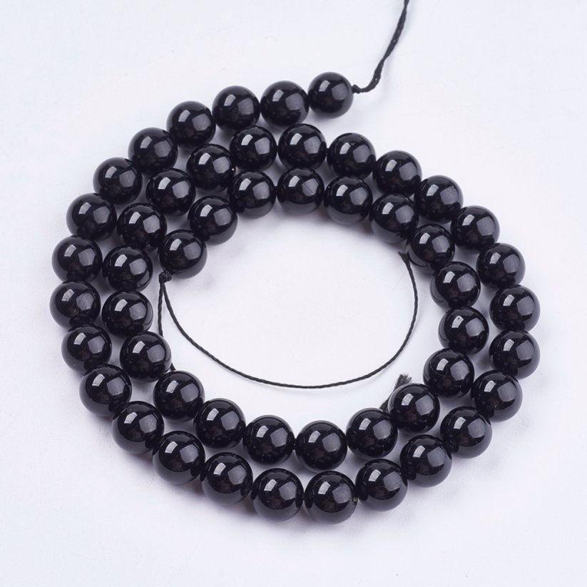 Natürlicher schwarzer Turmalin - Perlen, 8 mm