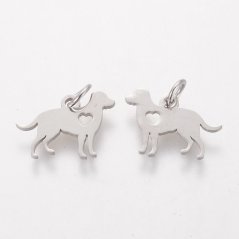 Prívesok z nehrdzavejúcej ocele 304, „Pes so srdiečkom“, 11 × 15 × 1 mm