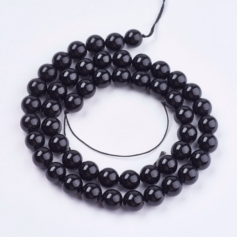 Prírodný čierny turmalín - korálky 8 mm