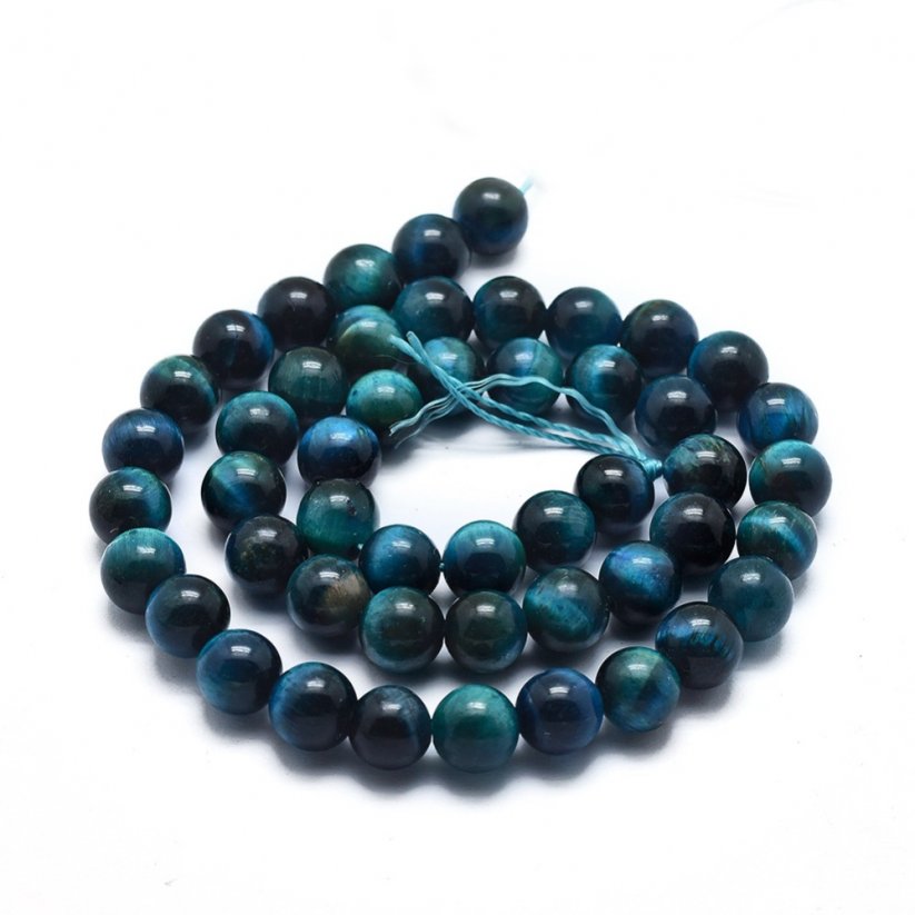 Natürliches Tigerauge - Perlen, schwarz-blau, 8 mm