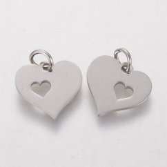 Přívěšek z 304 oceli stříbrný "Srdce" 12x12,5x1 mm