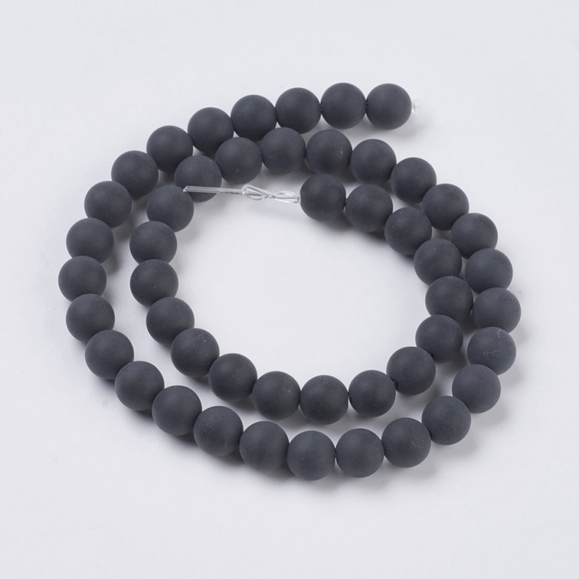 Naturachat - Perlen, schwarz, matt, 6 mm