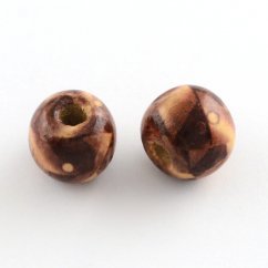 Korálky ze dřeva s potiskem, pruhy, 13 mm