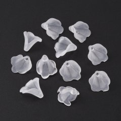 Akrylový kaplík, kytička, transparentní, 9~10 mm délka, 9~10 mm šířka