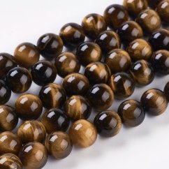 Prírodné tigrie oko - korálky čierno-hnedé 8 mm