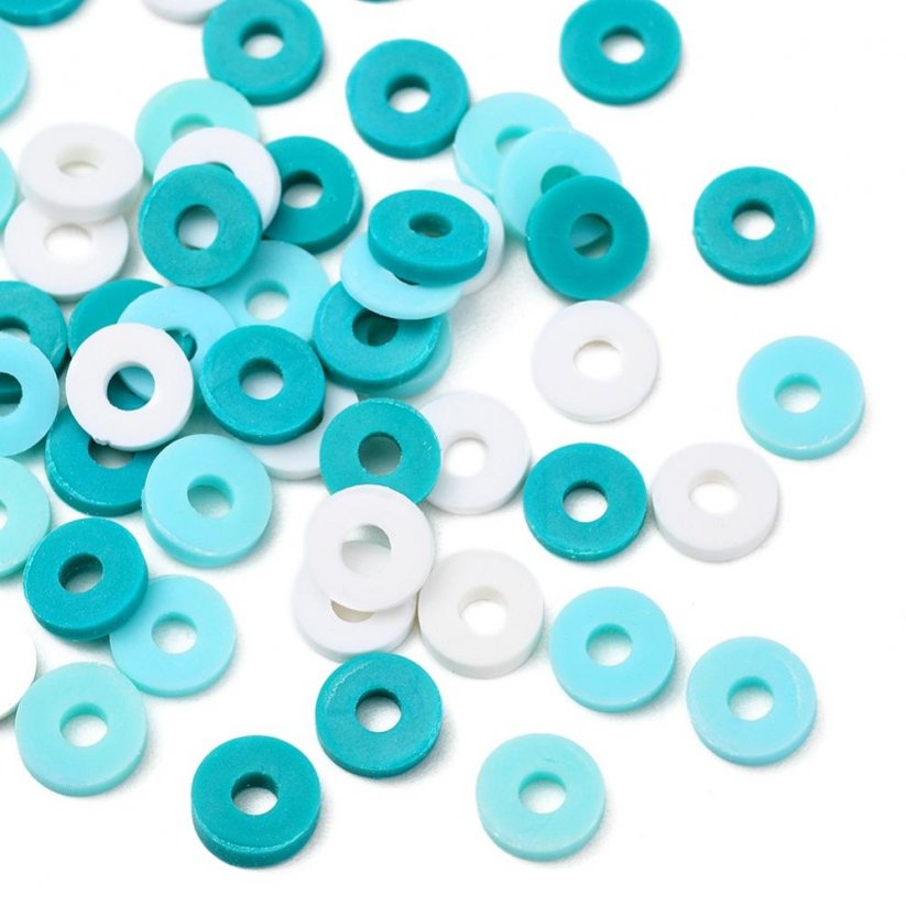 Sada polymerových korálků, modrý mix barev, 6 mm
