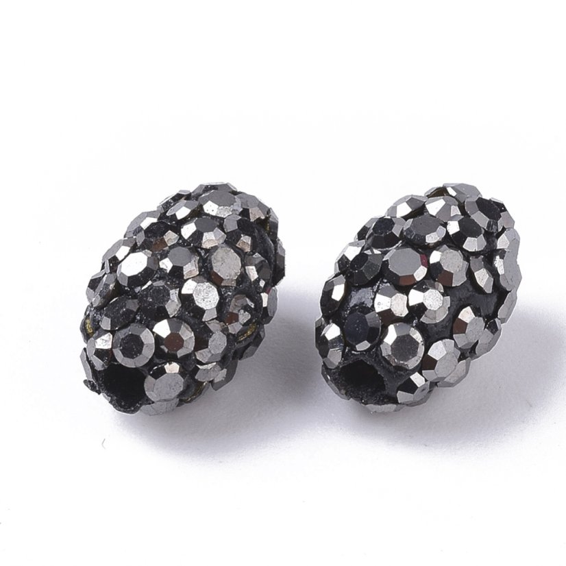 Polymerový oválný oddělovač s kubickými zirkony, černý, 11x 7 mm