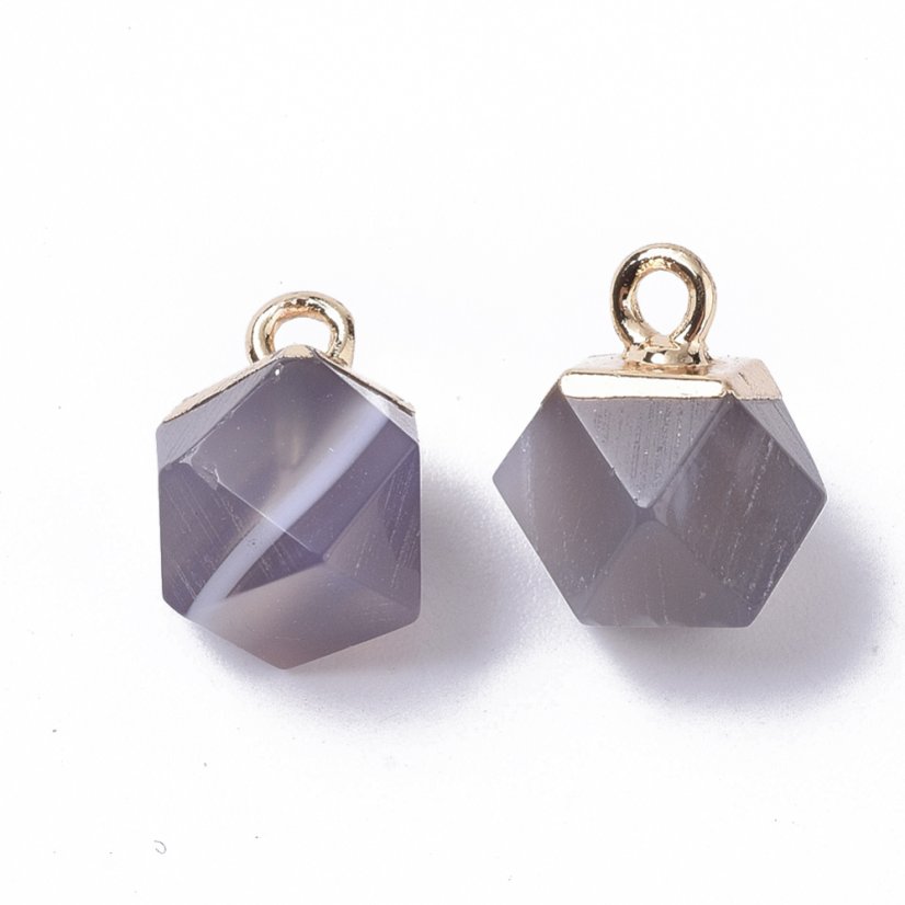 Přívěšek z přírodního šedého achátu, 12x10x10 mm