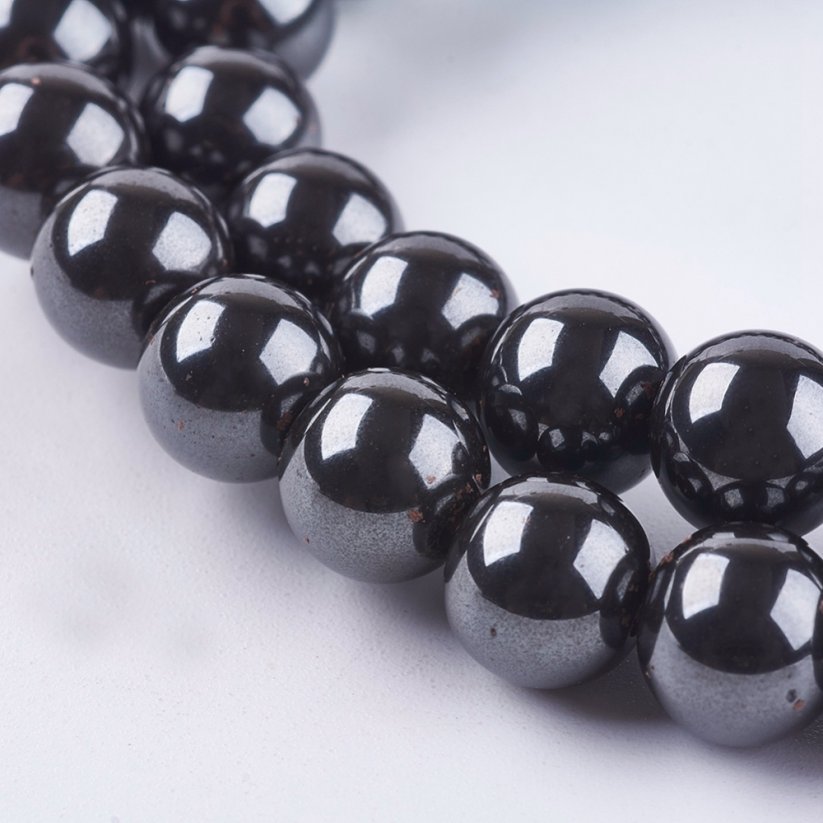 Synthetischer Hämatit, magnetisch - Perlen, schwarz, 8 mm