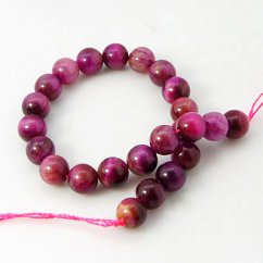 Přírodní tygří oko - korálky, purpurové, 4 mm