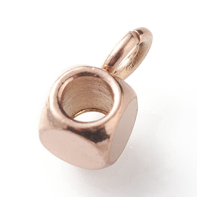 Oddeľovač z 304 ocele, kocky, rosegold, 6x3x3 mm, očko 1,6 mm