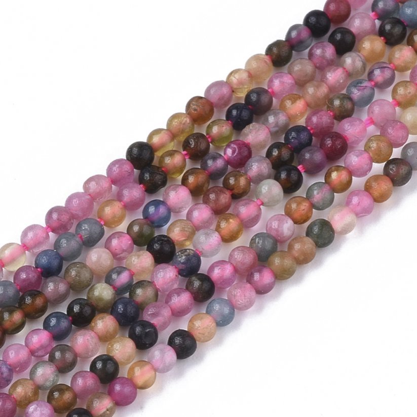 Natürlicher Turmalin - Perlen, mehrfarbig, 2 mm