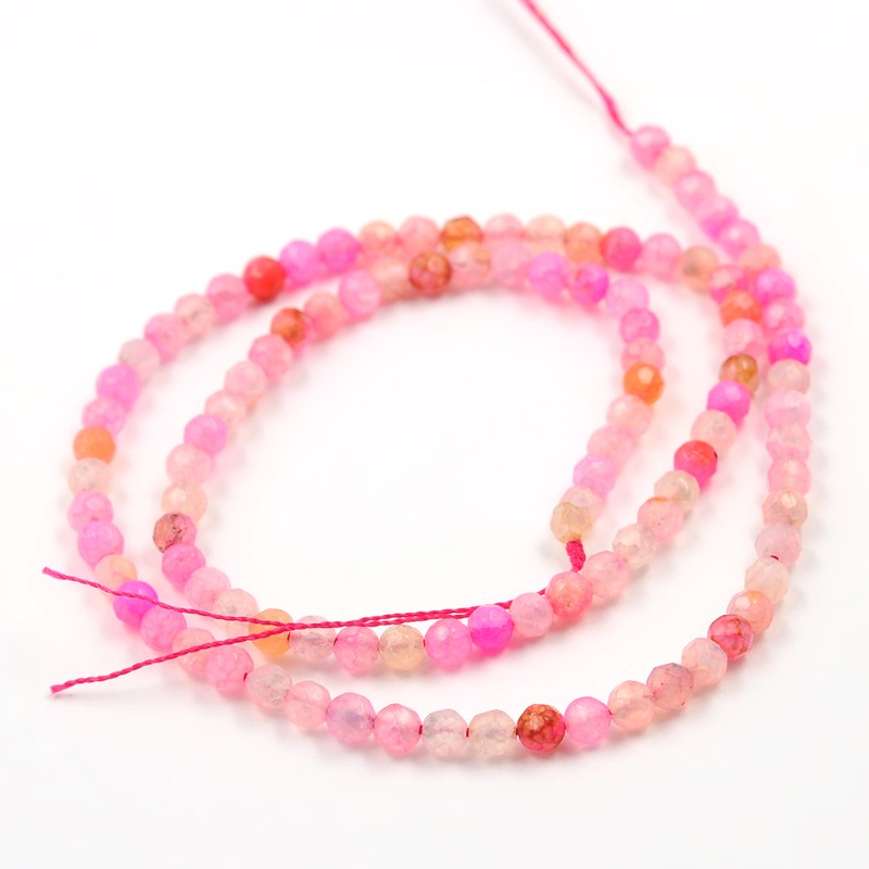 Naturachat - Perlen, Eis, geschliffen, orange-rosa, 4 mm