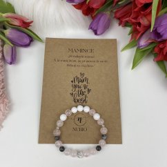 Geschenkkarte für Mama - Armband aus Rosenquarz, Labradorit und Nephrit