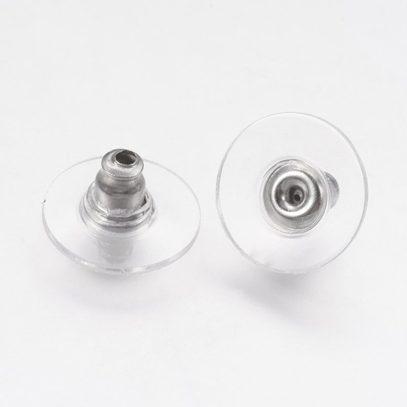 Fülbevaló megállók műanyag táblával 304-es acélból, 6x11x0,5mm