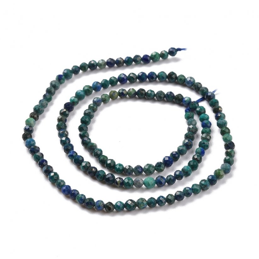 Směsný přírodní chryzokol a lapis lazuli - korálky, zelenomodré 3 mm