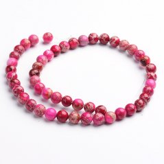 Természetes regalit - gyöngyök, piros-rózsaszín, 8 mm