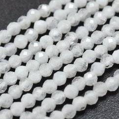 Prírodný mesačný kameň - korálky, brúsené,  biele, 2 mm